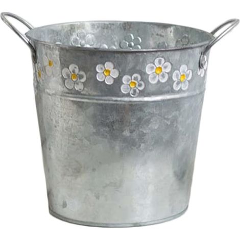 runder Blumentopf aus robustem Eisen mit Prägung Vintage