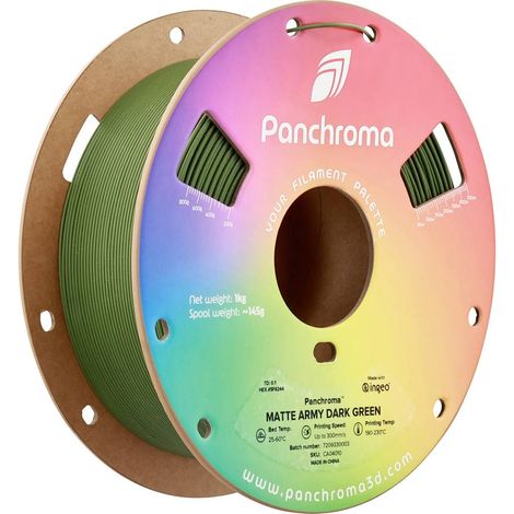 Polymaker CA04010 Panchroma™ Matte Filament PLA mat, faible teneur en plastique 1.75 mm 1000 g Army Dark Green, vert 1