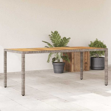 Gartentisch mit Akazienholz-Platte Grau 190x90x75cm Poly Rattan (1/5)