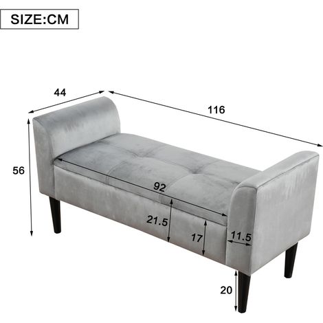 Pouf Hocker aus Samt in Grau 116 x 44 x 56 cm HOMAIRE (1/5)