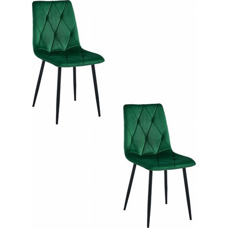 Sedia LIBRA - velluto verde scuro / gambe nere x 2 (1/5)