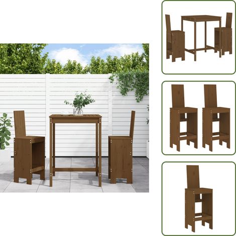 Legno massello - vidaXL Set Bar da Giardino 3 pz ambra in Legno Massello di Pino - Bar in legno
