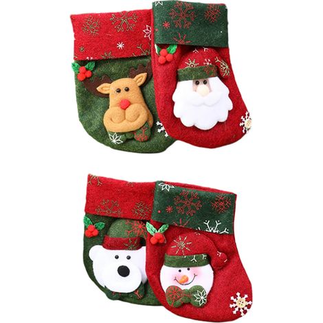 Lot de 4 mini chaussettes de Noël aux couleurs vives, parfaites pour décorer votre maison, faciles à accrocher au sapin, cadeaux idéaux pour les enfants et les amis. (1/5)