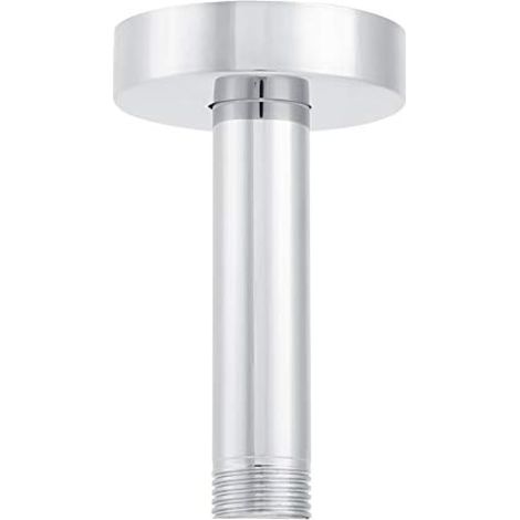 Bras de douche droit avec bride, G1/2, acier inoxydable, montage au plafond 4", chromé, pour douche pluie (1/3)