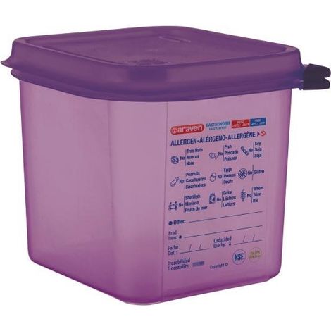 Bac Hermétique Violet Anti Allergénique 2,6 L GN 1/3 - Araven (1/3)