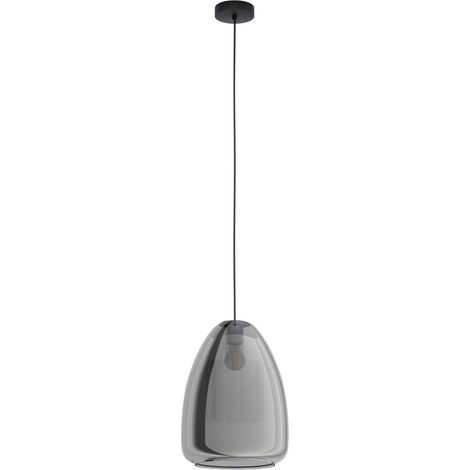 Lampe à suspension en verre Chelvey noir avec verre fumé - 32167 (1/3)