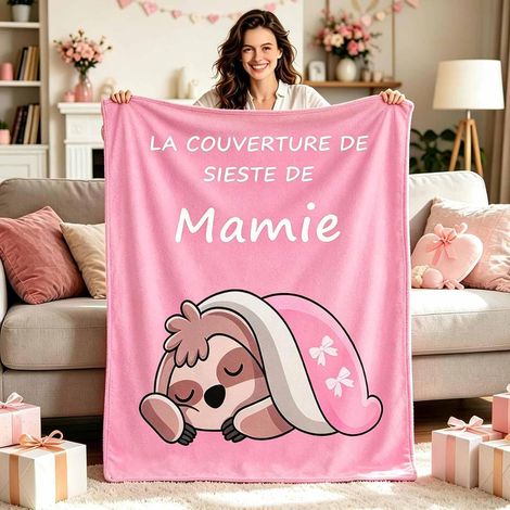 Plaid Doux pour Mamie pour Fête des Grands Mères, Anniversaire, Saint-Valentin, Se Retirer, Pâques157 x 132cm, Rose (1/5)