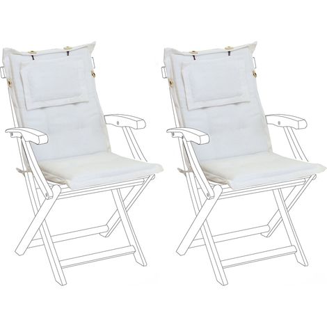 Conjunto de 2 cojines para las sillas de exterior de tela blanco crema resistente a los rayos UV acolchado grueso Maui