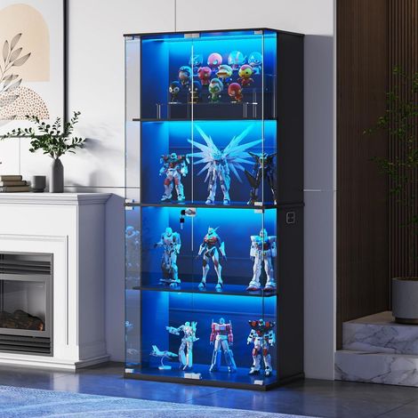 Glasvitrine mit LED-Beleuchtung, Bewegungssensor und 4 Glastüren (1/5)