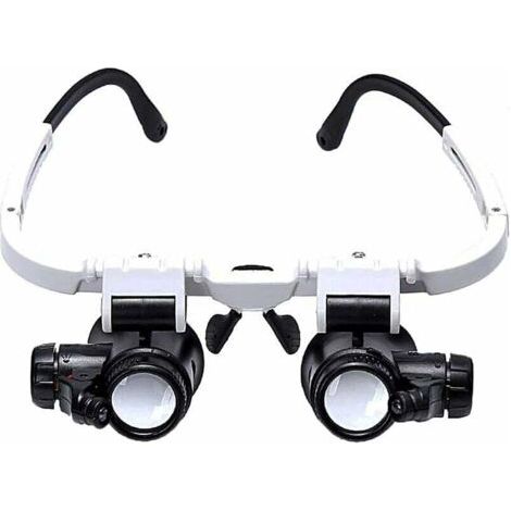 BUNTHAUS Lunette Loupe avec 2 Lumières LED Loupe Binoculaire Lampe Loupe Grossissante pour Horloger, Lecture, Bijoutier, Couture 8X-15X-23X