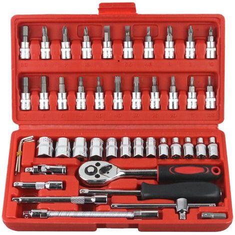 Clé à douille, outil de réparation automobile, tige 1/4 CR V, jeu de connecteurs d'embouts rotatifs pour Automobile domestique, 46 pièces (1/5)