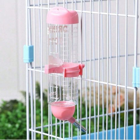 Bouteille d'eau pour petits animaux (8.5oz) - Distributeur anti-morsures pour lapins, furets, hamsters, cobayes et petits animaux Rose (1/5)