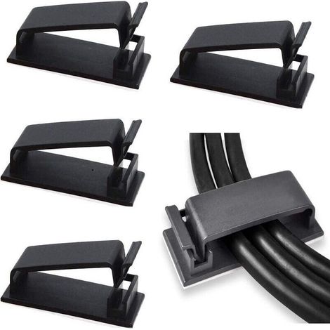 Cable Management, 50 Pack Self-Adhesive Cable Clips for Electrical Cables, Organizer, Ethernet Cable and Cable Management System for TV, PC, Laptop, Office, (1/4)