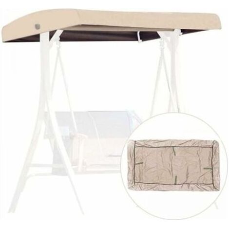 Telo di ricambio beige per altalena a 3 posti, copertura di ricambio per altalena da giardino, tendalino impermeabile per patii e terrazze. (1/5)