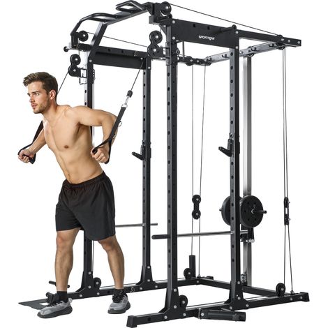 SPORTNOW Cable Crossover Machine, 300kg Multi Gym Cable Pulley System