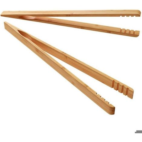 Deux pinces à pain en bambou, pinces à pain en bois de 26 cm de long, conception antidérapante. (1/5)