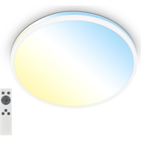 Plafonnier LED avec télécommande, blanc chaud à blanc froid, intensité variable en continu, lampe LED, plafonnier LED, lampe de salon, lampe de cuisine, plafonnier, 33 x 6 cm, blanc (1/5)