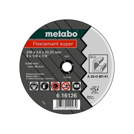 Metabo 616752000 Disco de tronzar plano amoladora angular Flexiamant Super A30-O para Metal NF 125x2,5x22,23 mm (Envase 25 Ud)