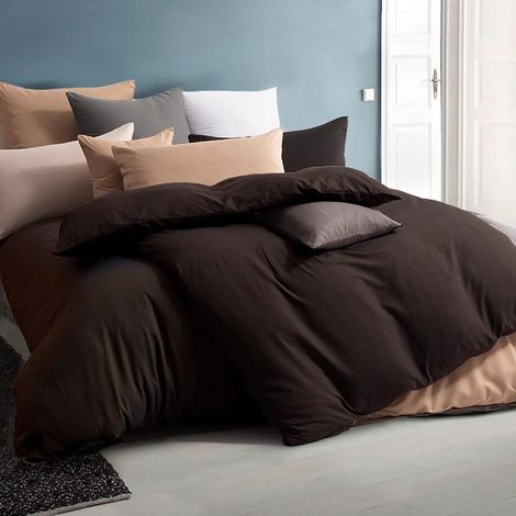 Bettwäsche 155x220 4teilig Mikrofaser 4 tlg 155 x 220 cm 02 Braun (1/5)
