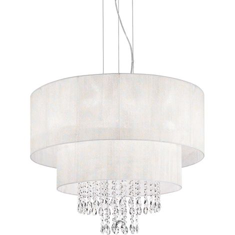 Lampadario Classico Opera Vetro,Tessuto,Cristalloistallo Bianco 6 Luci E27 (1/3)
