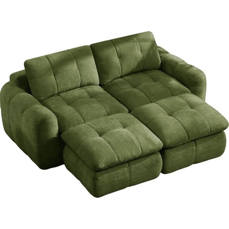 Modulares Sofa 2-Sitzer aus Chenille, Breite Tiefe Sitzfläche, Ergonomische Rückenlehne, Grün (1/5)