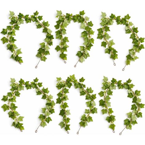 Pack of 6 x 160cm Artificial Ivy Garland Trailing Hanging Plant Faux Foliage - Green - Premium Quality (1/4)