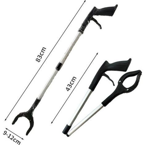 Pinza da giardino pieghevole, 83 cm - adatta per uso interno ed esterno, per raccogliere oggetti e rifiuti, pratica per anziani e persone con problemi alla schiena, nera (1/5)