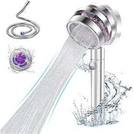 Shower Head Hand Shower with 1.5m Turbo Hose 2 Types High Pressure Shower Head 360° Swivel High Pressure Shower Head 50% Water Saving Chrome Shower Head Bathroom & Spa MUMU (1/4)