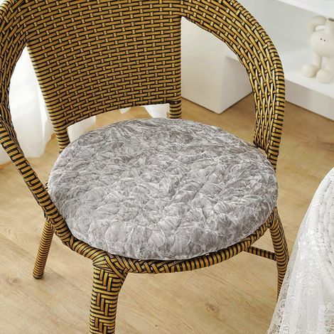 CCYKXA Rundes Sitzkissen 35 x 35 cm, Grau-A, Samt-Stuhlkissen mit Reißverschluss, waschbar und rutschfest, rundes Kissen für Gartenstühle, Esszimmer, Küche, Büro
