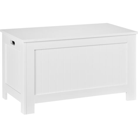 Coffre de Rangement avec Charnières de Sécurité, Boîte de Rangement en Bois, Coffre à Jouets avec Couvercle (1/5)
