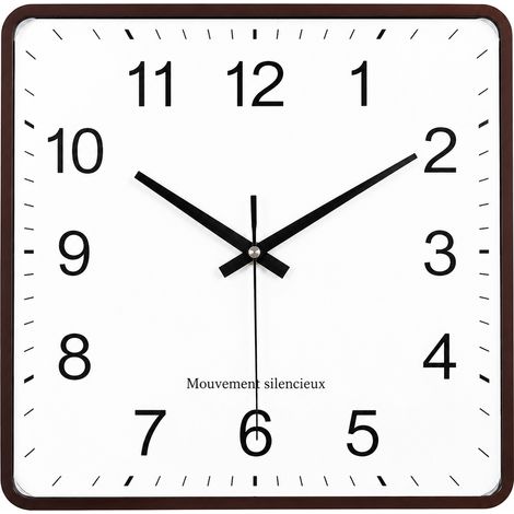 Horloge murale carrée 26x26 cm silencieuse à quartz avec calendrier LCD et thermomètre noir 26 noir réf 1256 – Livraison gratuite