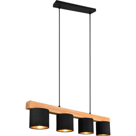 Lámpara de araña de madera lineal 4 pantallas negras Cameron Trio Lighting (1/5)