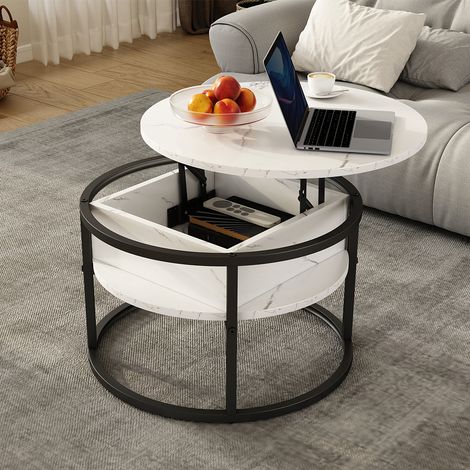 Couchtisch Marlo, Marmor Weiß, 57 x 57 cm, Vicco