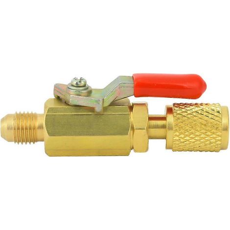 1/4 Zoll gerades manuelles Absperrventil aus Messing für Kälteanlagen R410A/R134A/R12 (rot)