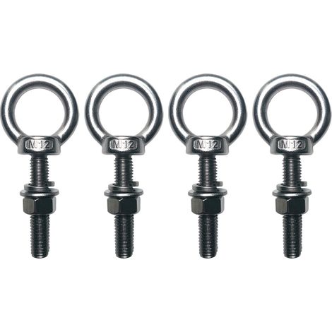 4 Pièces Boulon À Anneau M12 x 60mm, Anneau Inox Boulon avec Rondelle et Écrou, Anneau de Levage M12, Vises annulaires Boulons oculaires pour fixation et suspension (1/3)