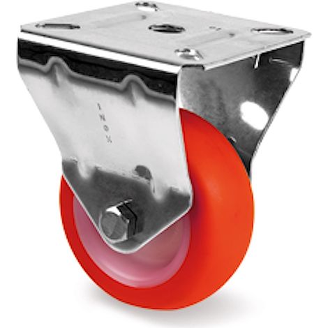 Roulette INOX fixe diamètre 50 mm roue polyuréthane rouge - 55 Kg