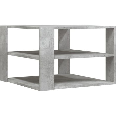 Tavolino da caffè a 3 ripiani dal design moderno e contemporaneo, 59,5 x 59,5 x 40 cm, in legno ingegnerizzato grigio DEC039313