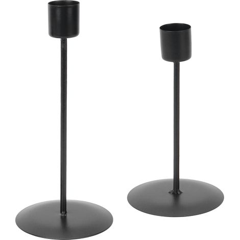 Kerzenhalter-Set, 2er-Pack, Metall, einköpfig, Vintage-Dekorationskerzenständer für Hochzeiten, Dinnerpartys, Heimdekoration (Schwarz) (1/5)