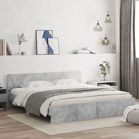 vidaXL Giroletto con Testiera Grigio Cemento 180x200 cm