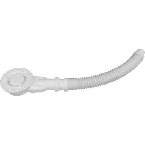 Piletta doccia bianco extra sottile per piatti doccia diametro 90 mm coperchio in ABS cromato, tubo flessbile da 300-1000mm (1/5)
