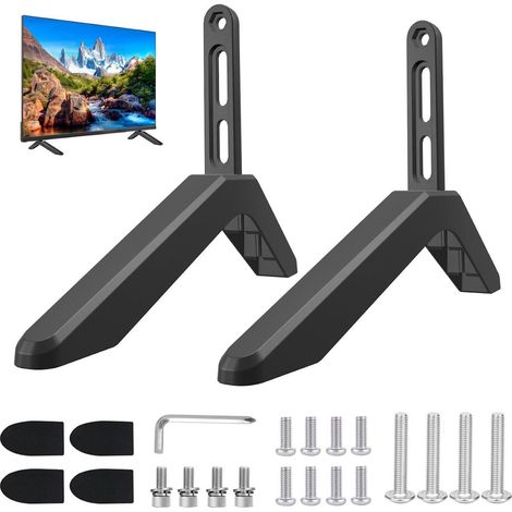 Elkuaie Pieds TV Universels - Supports TV en aluminium - Convient pour 30 à 65 pouces et une capacité de charge maximale de 45 kg - 2 pièces - Pour LCD, LED, Plasma Noir (1/5)