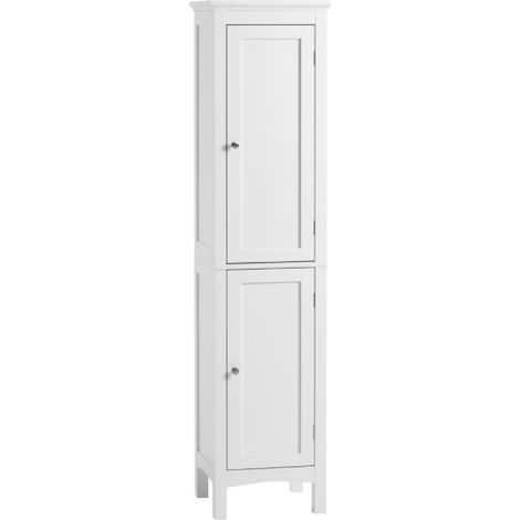 Slim White Tall Bathroom Storage Cabinet with Adjustable Shelves and Double Doors for Efficient Organization and Space-Saving Solutions