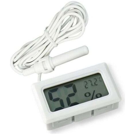 Hygromètre thermomètre intégré numérique LCD 2 en 1 avec externe pour incubateur de volaille d'aquarium de reptiles - blanc (1/4)