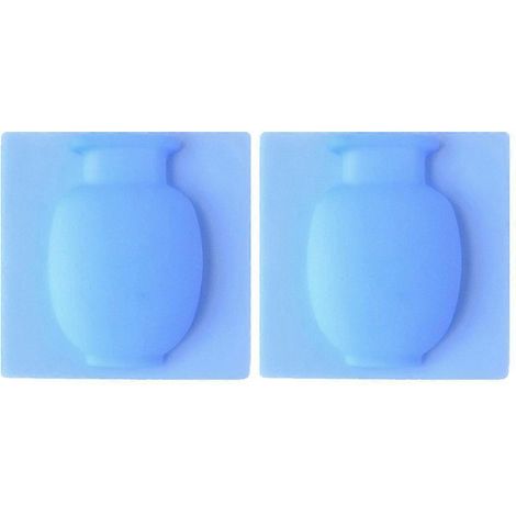 Lot de 2 autocollants en silicone pour réfrigérateur, sans perçage, créatifs, pour vase à fleurs, réutilisables et lavables, cadeau pour la décoration intérieure (bleu)-14.514.5 cm-Blue