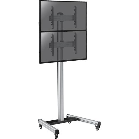 Support sur roulettes pour 2 écrans TV 40''-65'' - Hauteur 240cm (1/3)