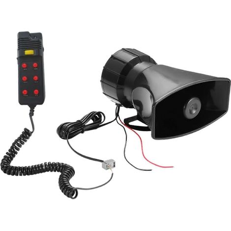 Sirena de alarma de advertencia para vehículos con altavoz y micrófono para policía y bomberos. Kit de sistema de alarma de advertencia con bocina y micrófono. (1/5)