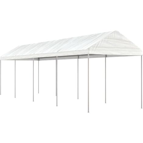 Pavillon mit Dach Weiß 8,92x2,28x2,69 m Polyethylen