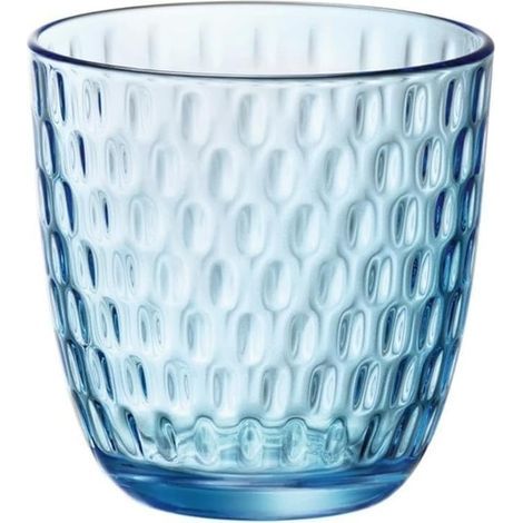 Juego de seis piezas en cristal azul.