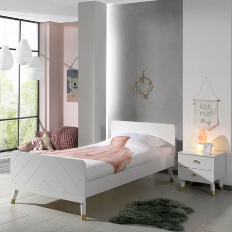 Pack - Lit Enfant & Chevet "Billy" 90x200cm Blanc (1/4)