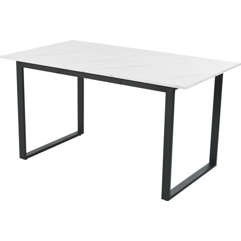 Tavolo da pranzo allungabile 140/180 x 80 x 75 cm MDF effetto marmo e metallo (1/5)